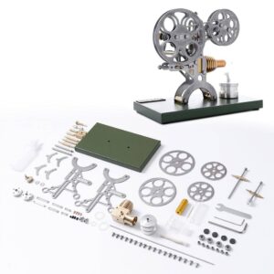 Retro Nostalgic Projection Stirling Engine External Combustion Engine DIY Steam Toy with Metal Base - Assembly Version