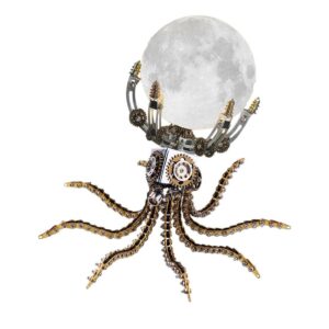 1060PCS Steampunk Mechanical Octopus Metal Model Kits with Jupiter Moon Lamp
