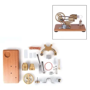 DIY γ-shape Assembly Retro Stirling Engine Kit Generator Sterling Model with LED Light Science Educational Toy