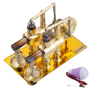 ENJOMOR Golden Balance Stirling Engine Generator with LED Bulb Non-Stop Run