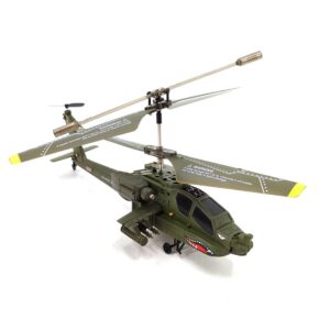 Dominate the night skies with the S109H Apache RC Helicopter. This 2.4G 3CH dual-prop model features gyro stabilization and bright night navigation lights. The ready-to-fly (RTF) version ensures stable and thrilling flights for all skill levels.