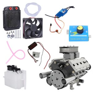 ENJOMOR V8 GS-V8 78CC DOHC Gasoline Water-cooled V8 Engine That Works with Starter Kit Full Set